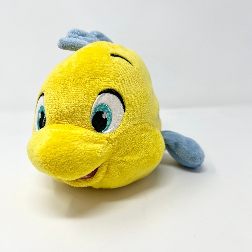 Disney Store Flounder Plush The Little Mermaid Yellow Blue Fish 10" Stuffed Toy